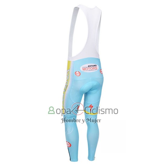 Astana Ropa Ciclismo Culotte Largo 2013 Mangas Largas Azul Claro